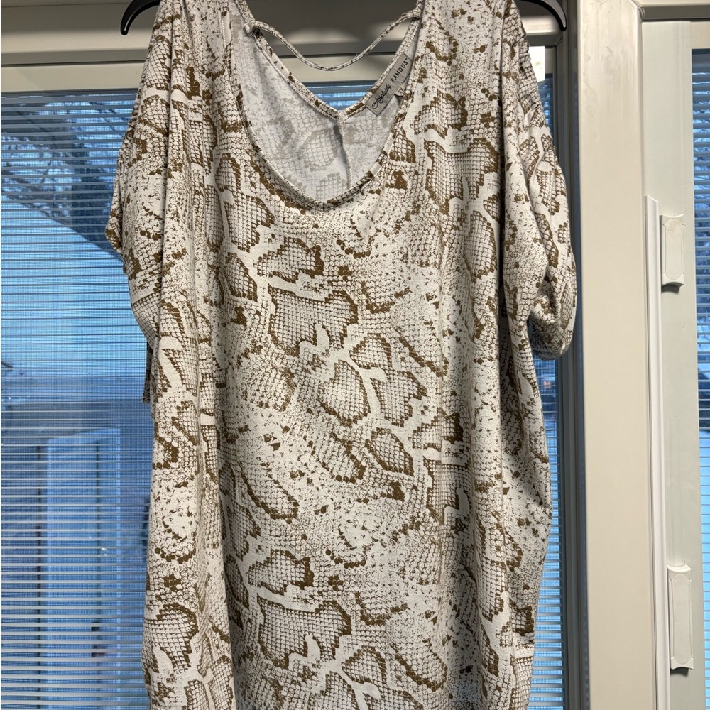 Absolutely Famous Beige and Brown Snake Print Blouse